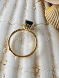 2.2ct Green Emerald Cut Simulated Solitaire Engagement Ring 14k WhiteGold Plated