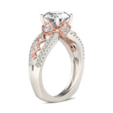 2Ct Round Diamond Stylish Accent Solitaire Engagement Ring 14K White Gold Finish