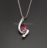 0.6ct Pear Cut Simulated Pink Ruby Journey Stylish Pendant 14k White Gold Plated