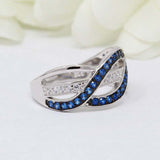 2.3ct Round Blue Sapphire Engagement Ring Twist Infinity Knot 14k WhiteGold Over