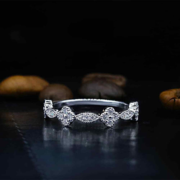 0.25ct Round Cut Diamond Wedding Ring Band 14k White Gold Finish Half Eternity