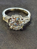 2.1ct Round Cut Moissanite Three Stone Ring Bridal Set 14k White Gold Plated