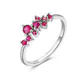 1ct Round Cut Pink Ruby Engagement Ring Cluster Minimalist 14k YellowGold Finish