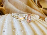 1ct Pear Cut Simulated Peach Morganite Solitaire Ring 14k White Gold Plated