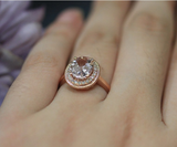 2ct Oval Cut Peach Morganite Engagement Ring 14k Rose Gold Over Halo Rope Design