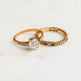 2ct Round Cut Diamond Engagement Ring Vintage Bridal Set 14k Yellow Gold Finish