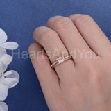 1ct Emerald Cut Simulated Morganite Solitaire Bridal Set 14k Rose Gold Plated