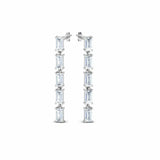 2ct Baguette Cut Diamond Straight Drop Royal Earring 14k White Gold Finish
