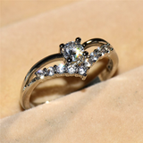 1.9ct Round Cut Diamond Engagement Ring 14k White Gold Finish V Shape Split Band