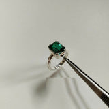 2ct Engagement Ring Cut Green Emerald Solitaire Women 14k White Gold Finish