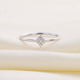 0.1ct Round Cut Diamond Engagement Ring Minimalist Cluster 14k White Gold Finish