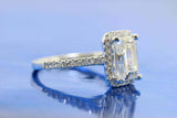 2ct Emerald Cut Diamond Engagement Ring Halo Bridal Set Band 14k White Gold Over