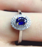 2.35ct Engagement Ring Oval Cut Tanzanite Dual Halo Cluster 14k White Gold Over