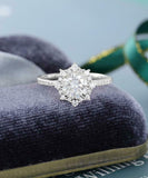 Vintage Halo Engagement Ring 2.1ct Round Cut VVS1D Diamond 14k White Gold Finish