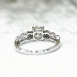 2Ct Round Cut Diamond Dual Row Shank Engagement Ring 14K White Gold Finish