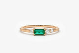 0.5ct Baguette Cut Green Emerald Petite Minimalist Ring 14k Rose Gold Finish