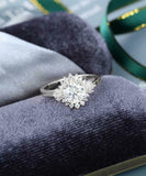 Halo Flower Engagement Ring 2.3ct Round Cut VVS1D Diamond 14k White Gold Finish