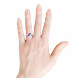 2.5ct Oval Cut Purple Amethyst Infinity Twist Style Ring 14k White Gold Finish