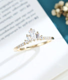 0.5ct Baguette Cut Simulated Diamond Curved Wedding Band 14k Yellow Gold Plated
