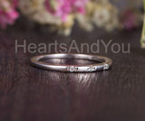 0.1ct Round Cut Moissanite Dainty Minimalist Wedding Band 14k White Gold Plated