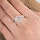 1ct Pear Cut Simulated Morganite Infinity Engagement Ring 14k White Gold Plated