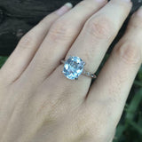 1.2ct Oval Cut Blue Aquamarine Engagement Ring Solitaire 14k White Gold Finish