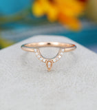 0.55ct Round Cut Moissanite Curved Women Wedding Band 14k Yellow Gold Plated