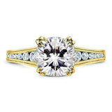 3.5ct Cushion Diamond Vintage Solitaire Ring 14K Yellow Gold Over Round Accent