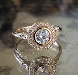 2.5Ct Round Cut VVS1 Diamond Vintage Halo Engagement Ring 14K Yellow Gold Finish