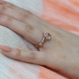 1.3ct Oval Cut Peach Morganite Bridal Set Engagement Ring 14k Rose Gold Finish