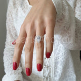 0.5ct Pear Simulated Diamond Accents Open Halo Engage Ring 14k White Gold Plated
