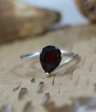 1ct Engagement Ring Pear Cut Red Garnet Swirl Solitaire 14k White Gold Finish