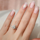 0.5ct Pear Simulated Diamond Hidden Halo Engagement Ring 14k White Gold Plated