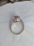 1.43ct Engagement Ring Round Cut Pink Sapphire Solitaire 14k White Gold Finish