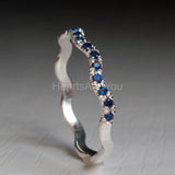 0.5ct Round Cut Simulated Sapphire Dainty Wave Wedding Band 14k WhiteGold Plated
