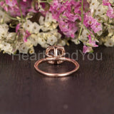 1.2ct Cushion Cut Simulated Morganite Halo Engagement Ring 14k Rose Gold Plated