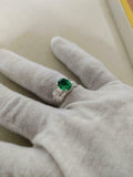 1.5ct Engagement Ring Oval Cut Green Emerald Partywear 14k White Gold Finish
