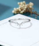 0.5ct Pear Simulated Diamond Crown Minimalist Wedding Band 14k White Gold Plated