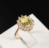 2.3ct Engagement Ring Oval Cut Yellow Sapphire Floral Halo 14k YellowGold Finish
