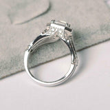 2.7ct Asscher Diamond Engagement Ring Vintage Inspired Halo 14k WhiteGold Finish