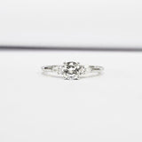 Pear Accents Trilogy Engagement Ring 0.6ct Round Cut Diamond 14k White Gold Over