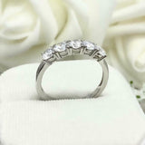 2.5ct Round Cut Diamond 5 Stone Wedding Anniversary Band 14k White Gold Finish