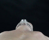 1.5ct Round Cut VVS1D Diamond Engagement Ring Milgrain Halo 14k WhiteGold Finish
