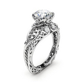 2ct Round Cut VVS1 Diamond Engagement Ring 14k White Gold Finish Stylish Vintage