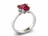 2ct Princess Cut Pink Ruby Engagement Ring Trilogy Cocktail 14k WhiteGold Finish