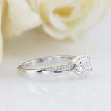 1.6ct Round Cut VVS1D Diamond Ring Solitaire with Accents 14k White Gold Finish