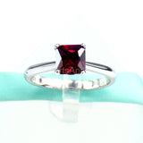 0.4ct Princess Cut Simulated Pink Ruby Solitaire Ring 14k White Gold Plated