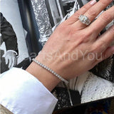 2.2ct Emerald Simulated Diamond Bezel Set Engagement Ring 14k White Gold Plated