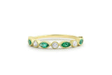 1ct Marquise Green Emerald Half Eternity Anniversary Band 14k Yellow Gold Finish