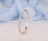 0.4ct Round Cut Moissanite Half Eternity Minimalist Band 14k Yellow Gold Plated